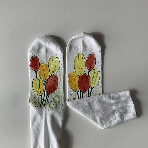 Maľované kvetinkové ponožky (Tulipánové 6)