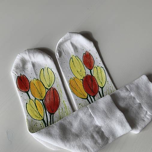 Maľované kvetinkové ponožky (Tulipánové 6)