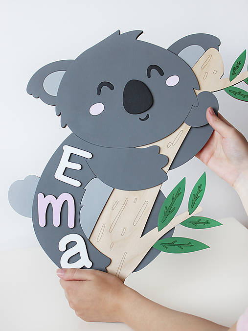 Drevene Puzzle S Menom Vasho Dietatka Koala Interessforkids Sashe Sk Handmade Hracky