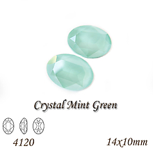 Korálky - SWAROVSKI® ELEMENTS 4120 Oval Rhinestone - Crystal Mint Green, 14x10mm, bal.1ks - 11606120_