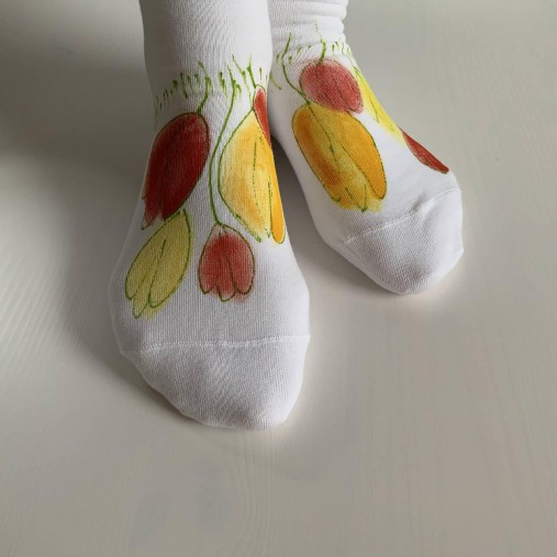 Maľované kvetinkové ponožky (Tulipánové 5)