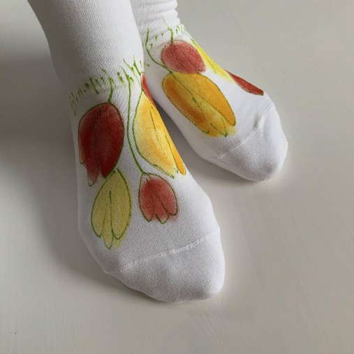 Maľované kvetinkové ponožky (Tulipánové 5)
