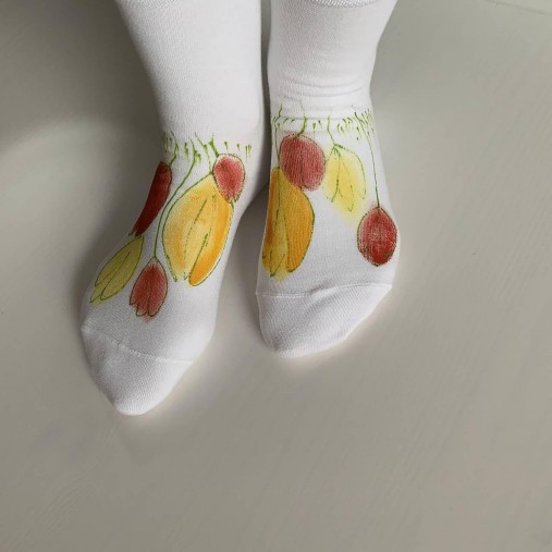 Maľované kvetinkové ponožky (Tulipánové 5)