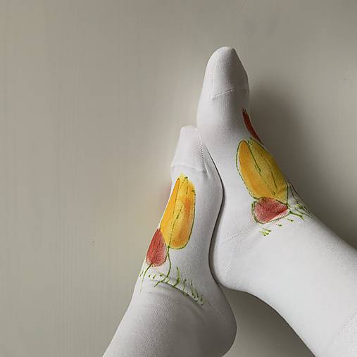Maľované kvetinkové ponožky (Tulipánové 5)