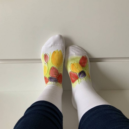 Maľované kvetinkové ponožky (Tulipánové 3)