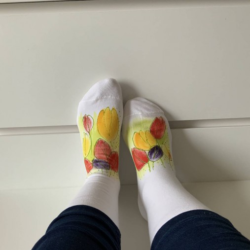 Maľované kvetinkové ponožky (Tulipánové 3)