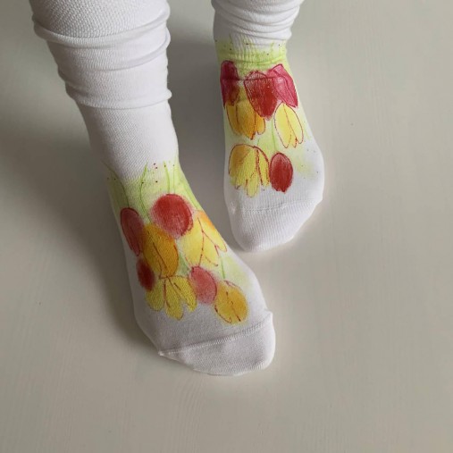 Maľované kvetinkové ponožky (Tulipánové 4)