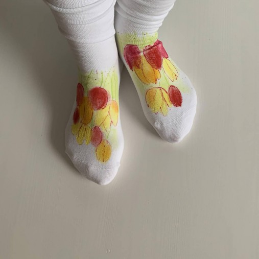 Maľované kvetinkové ponožky (Tulipánové 4)