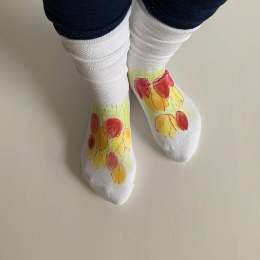 Maľované kvetinkové ponožky (Tulipánové 4)