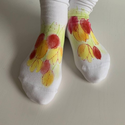 Maľované kvetinkové ponožky (Tulipánové 4)