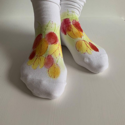 Maľované kvetinkové ponožky (Tulipánové 4)