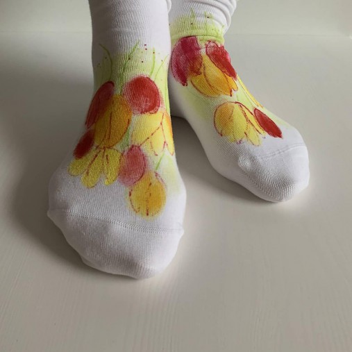 Maľované kvetinkové ponožky (Tulipánové 4)