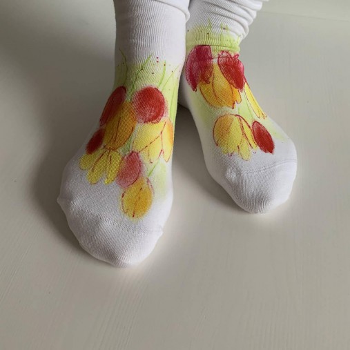 Maľované kvetinkové ponožky (Tulipánové 4)