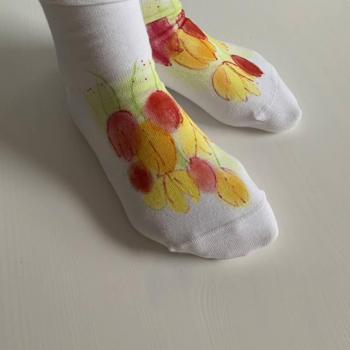 Maľované kvetinkové ponožky (Tulipánové 4)