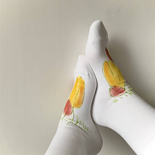 Maľované kvetinkové ponožky (Tulipánové 5)