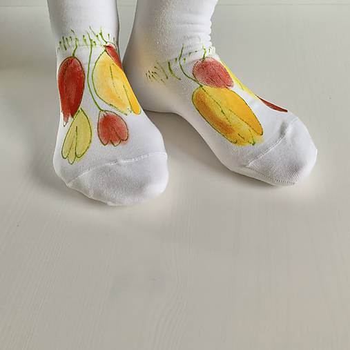 Maľované kvetinkové ponožky (Tulipánové 5)