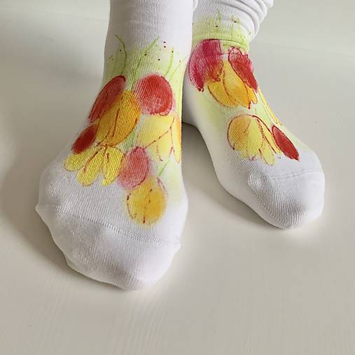 Maľované kvetinkové ponožky (Tulipánové 4)