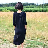 Šaty - Voľné šaty 3/4 rukáv bambusové teplákové čierné (42/44 - Červená) - 11611900_
