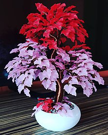 Dekorácie - Červeno ružový bonsaj  - 11610213_
