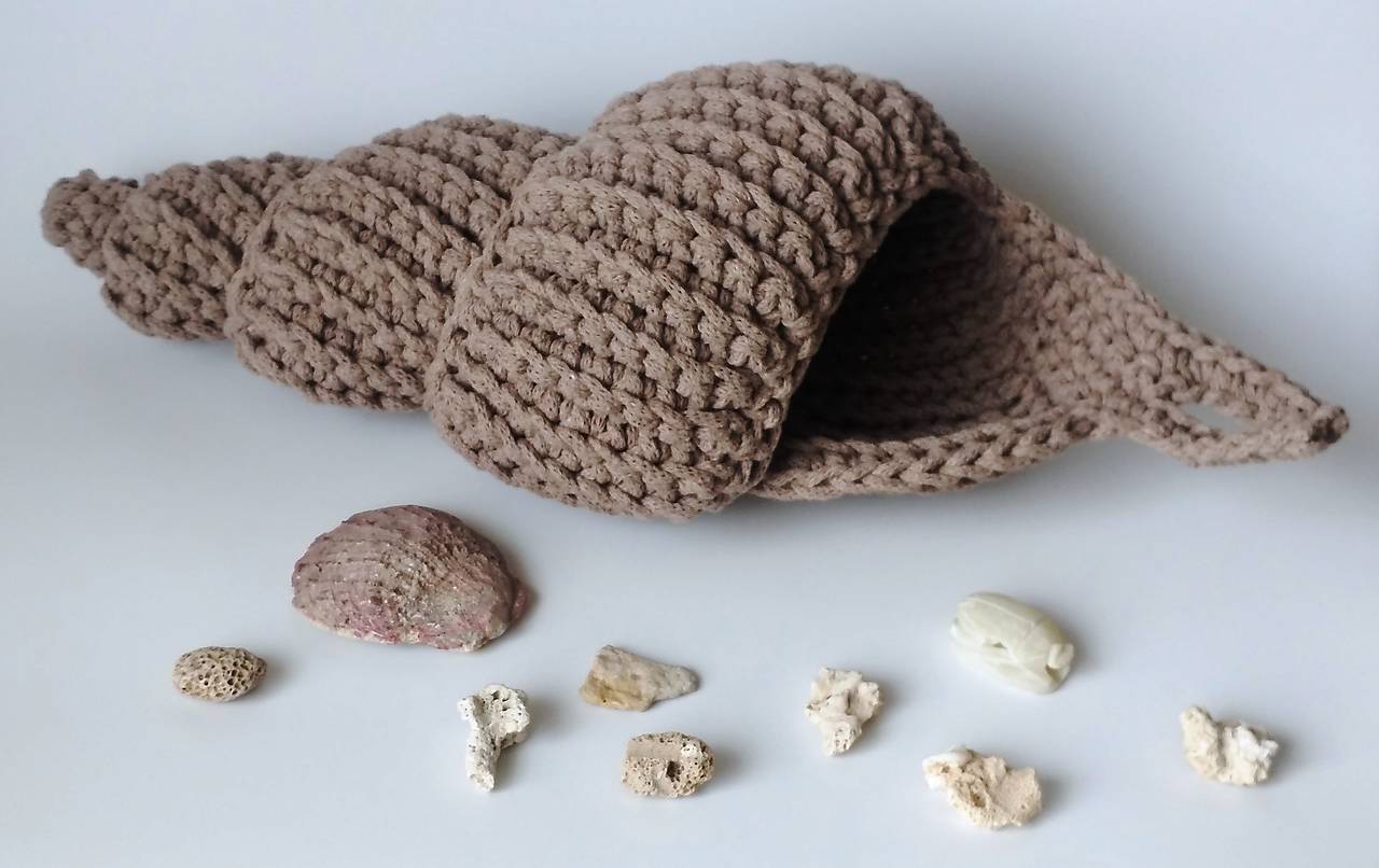 Handmade košík atypického tvaru mušle (Handmade košík atypického tvaru mušle - kávová)