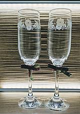 Nádoby - Set gravírované svadobné poháre a fľaša - 11617194_