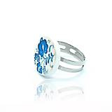 Prstene - Drevený prsteň Modrý motív - 11617979_
