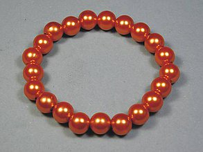Náramky - Náramok z plastových perlových korálikov  (vnútorný obvod 16,5cm - Oranžová) - 11615579_