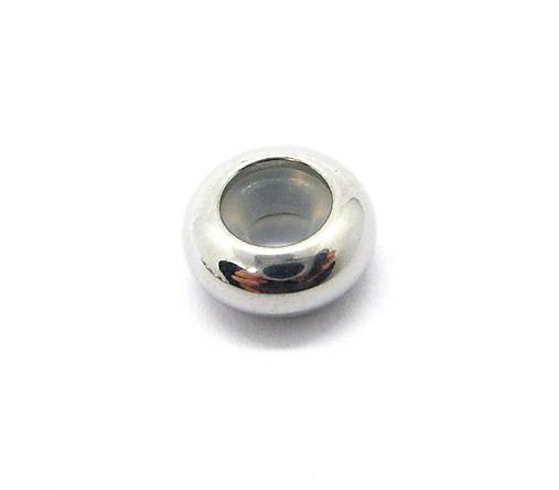 Korálky - Korálka - stoper 10x4,5mm, prievlak 3,5mm /M4518/ - nerez.oceľ 304 - 11621802_