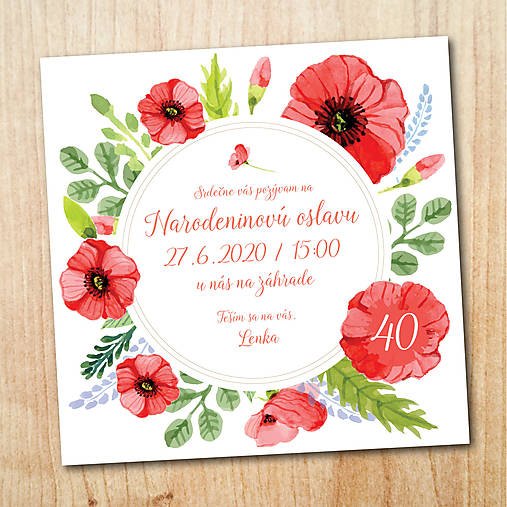 Papiernictvo - Narodeninová pozvánka - Vlčie maky (Tlačená verzia) - 11619105_
