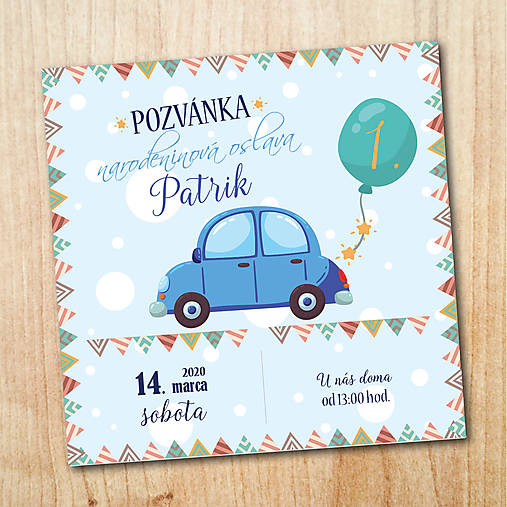 Papiernictvo - Narodeninová pozvánka - Autíčko (Elektronická verzia) - 11619116_
