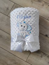 Detský textil - Minky deka s výšivkou sloníka - 11619703_