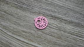 Polotovary - Drevený výrez kruh s motýľom 2,5 cm - výber z viac farieb, 1 ks (ružový) - 11620497_