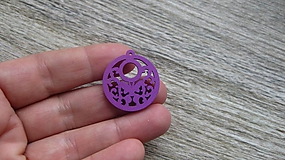 Polotovary - Drevený výrez kruh s motýľom 2,5 cm - výber z viac farieb, 1 ks (fialový) - 11620564_
