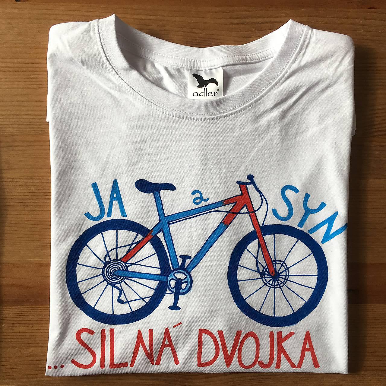 Otcosynovské maľované tričká s motívom bicykla (Pánske tričko XXL)