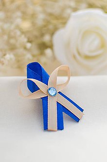 Svadobné pierka - svadobné pierka (pierko pre hostí - modro-krémové (saténové)) - 11619481_