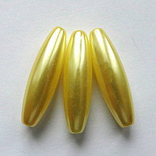 Korálky - GLANCE plast ovál 10x30mm-1ks (žltá) - 11624444_