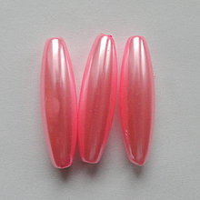 Korálky - GLANCE plast ovál 10x30mm-1ks (ružová) - 11624445_