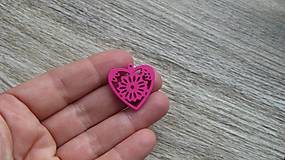Polotovary - Drevený výrez srdce 2,5 cm - výber z viac farieb, 1 ks (cyklamenovo ružové) - 11623998_