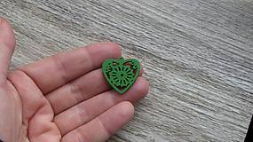 Polotovary - Drevený výrez srdce 2,5 cm - výber z viac farieb, 1 ks (zelené) - 11624034_
