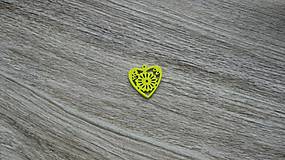 Polotovary - Drevený výrez srdce 2,5 cm - výber z viac farieb, 1 ks (žlté) - 11624038_