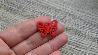 Polotovary - Drevený výrez motýľ 2,5 cm - výber z viac farieb, 1 ks (červený) - 11623887_