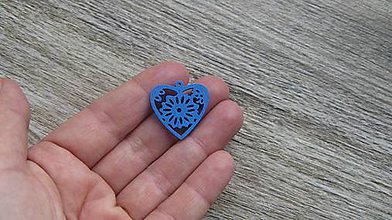 Polotovary - Drevený výrez srdce 2,5 cm - výber z viac farieb, 1 ks (modré) - 11624027_