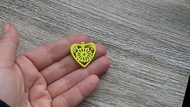 Polotovary - Drevený výrez srdce 2,5 cm - výber z viac farieb, 1 ks (žlté) - 11624042_