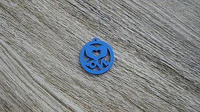 Polotovary - Drevený výrez kruh LOVE 2,5 cm - výber z viac farieb, 1 ks (modrý) - 11624104_