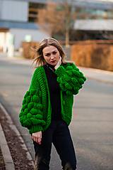 Svetre a kardigány - Kardigan pletený dámsky oversize Bubble sweater (Zelená) - 11622870_