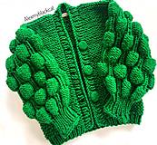 Svetre a kardigány - Kardigan pletený dámsky oversize Bubble sweater (Zelená) - 11622871_