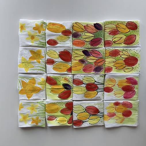 Maľované kvetinkové ponožky (Tulipánové 2)