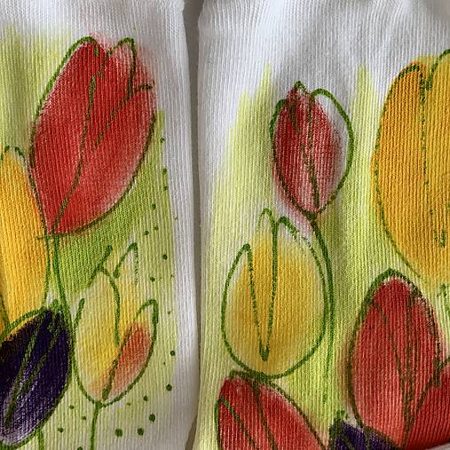 Maľované kvetinkové ponožky (Tulipánové 1)