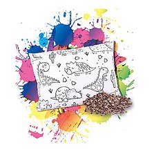 Detský textil - Vankúš na vymaľovanie – Dinosaury (Pohánkový) - 11622362_
