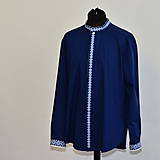 Pánske oblečenie - Kosela s modro bielou krizikovou vysivkou - 11628267_